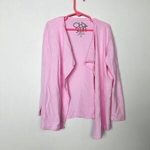 Chaser NWOT Kids Girls Draped Knit Open Front Cozy Cardigan Sweater Pink Size 6